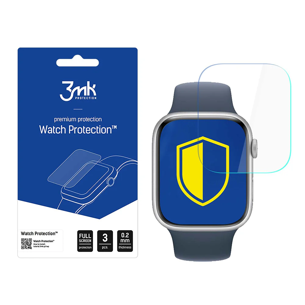 3MK Arc Protection Film for Apple Watch Series 11 46mm, Set of 3 pieces, Plastic