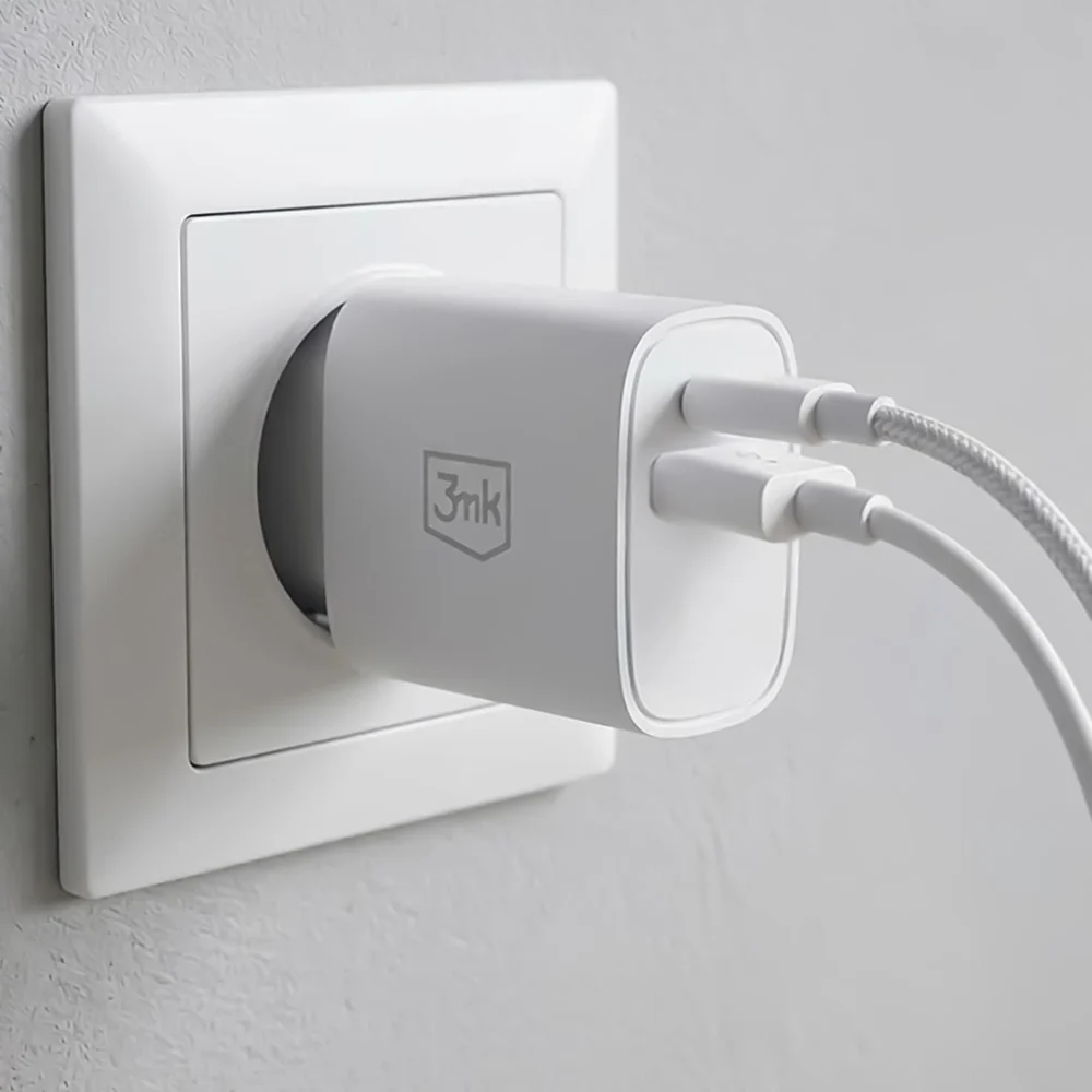 3MK FlowPower Network Charger, 25W, 1 x USB-A - 1 x USB-C, White - Image 3