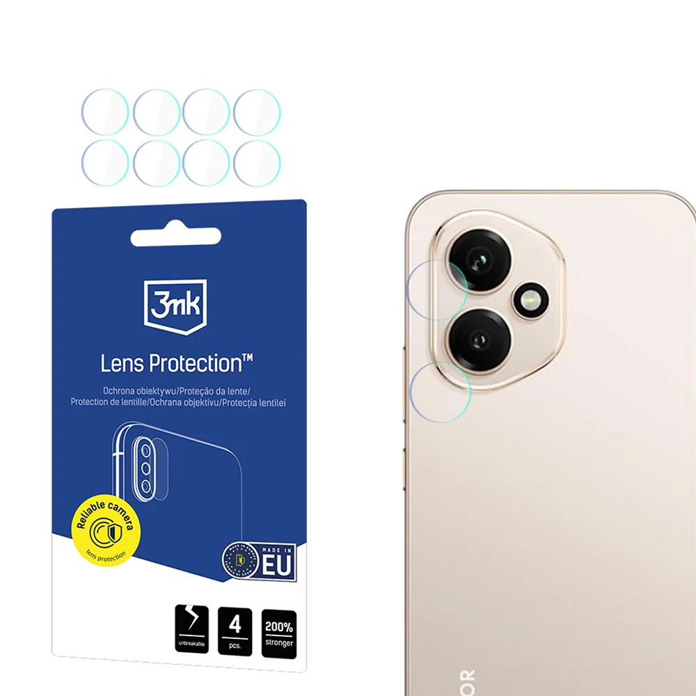 3MK Protection Rear Camera Protective Film for Honor 400, Flexible Glass, Set of 4 Pieces, Transparent