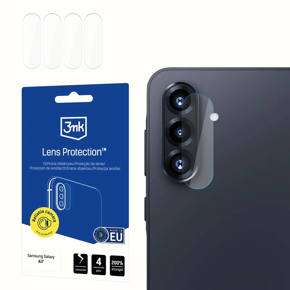 3MK Protection Rear Camera Protective Film for Samsung Galaxy A17 4G / A17 5G, Flexible Glass, Set of 4 Pieces, Transparent