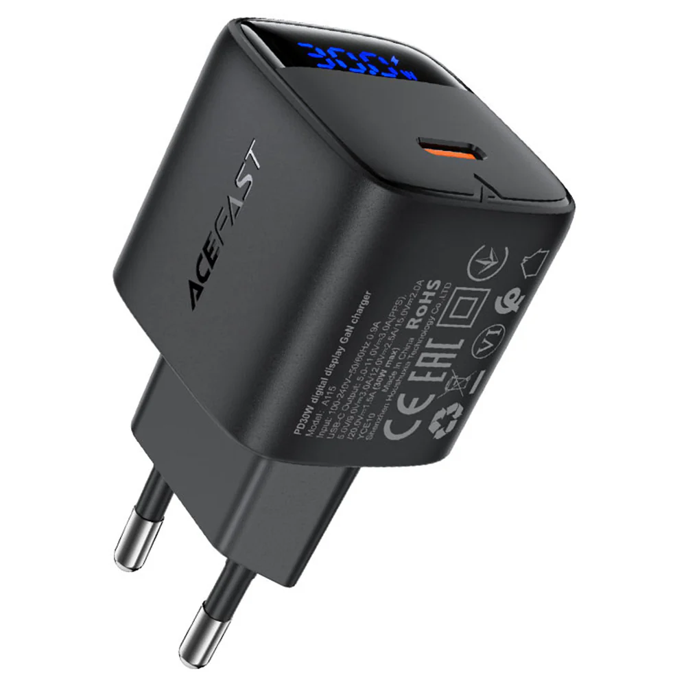 Acefast A115 Display Network Charger, 30W, 3A, 1 x USB-C, Black - Image 4