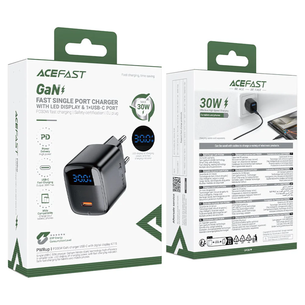 Acefast A115 Display Network Charger, 30W, 3A, 1 x USB-C, Black - Image 7