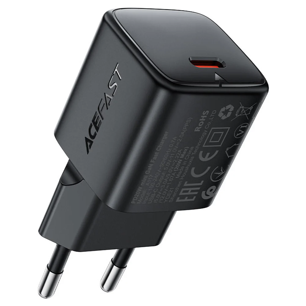 Acefast A117 Network Charger, 20W, 3A, 1 x USB-C, Black
