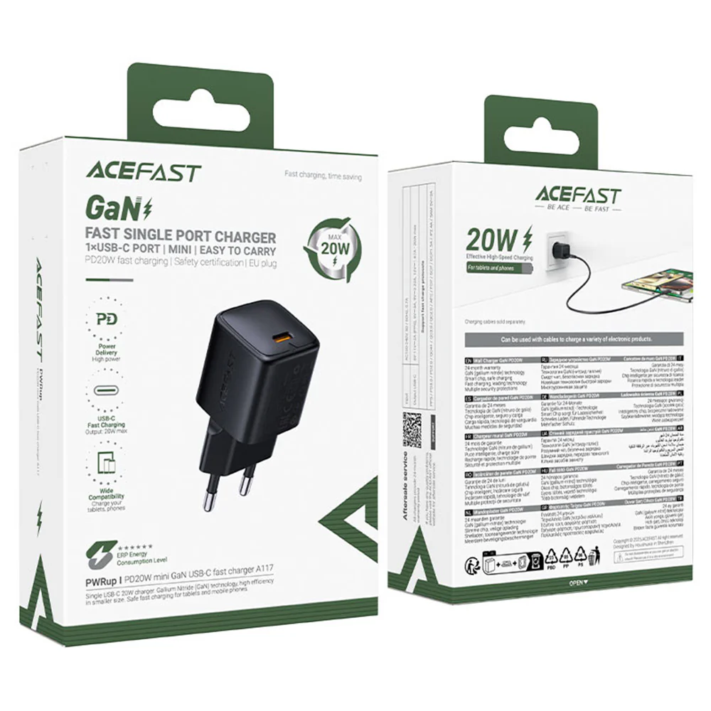 Acefast A117 Network Charger, 20W, 3A, 1 x USB-C, Black - Image 7