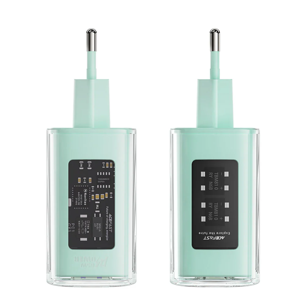 Acefast A45 Exploration Network Charger, 65W, 3.25A, 1 x USB-A - 2 x USB-C, Green - Image 4