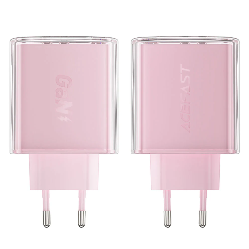 Acefast A45 Exploration Network Charger, 65W, 3.25A, 1 x USB-A - 2 x USB-C, Pink - Image 5