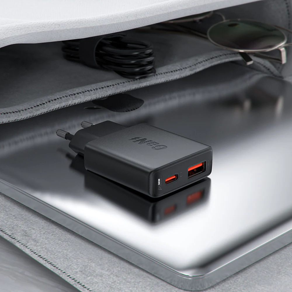Acefast A69 Network Charger, 30W, 3A, 1 x USB-A - 1 x USB-C, Black - Image 5