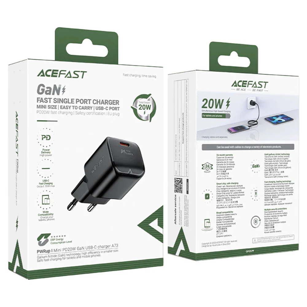 Acefast A73 Mini Network Charger, 20W, 3A, 1 x USB-C, Black - Image 6