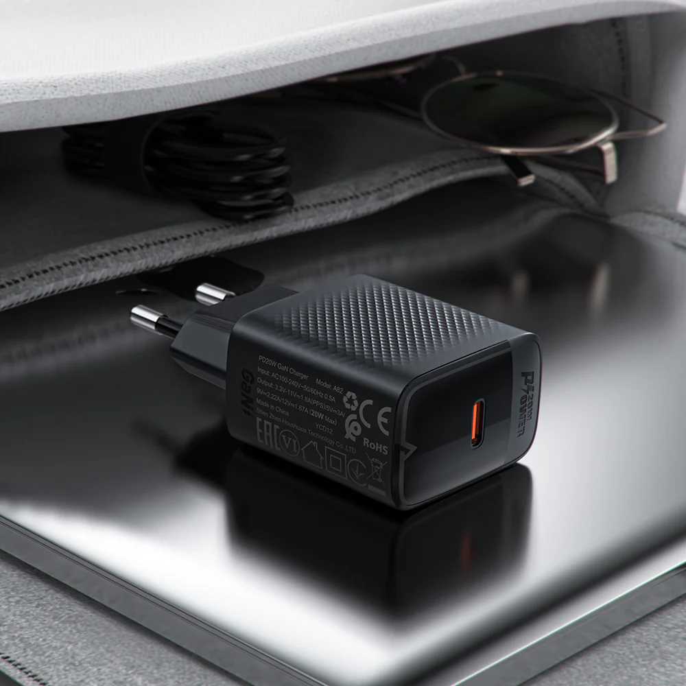 Acefast A82 USB-C Network Charger with Cable, 20W, 3A, 1 x USB-C, Black - Image 5