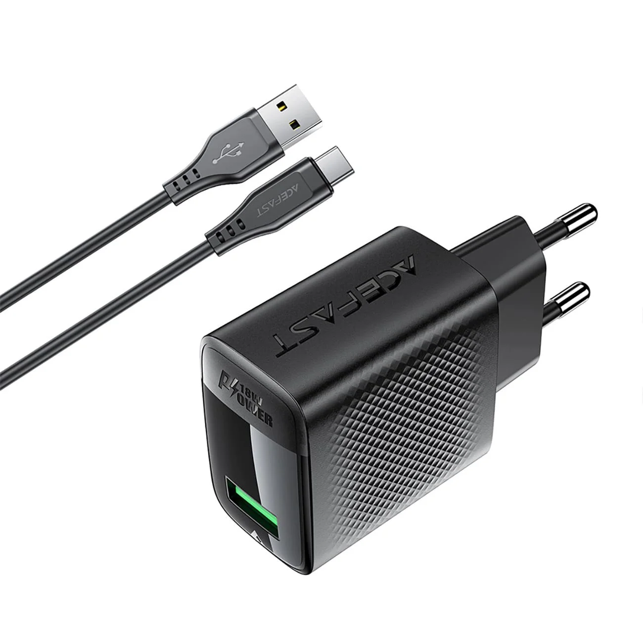 Acefast A90 USB-C Network Charger, 18W, 3A, 1 x USB-A, Black - Image 4