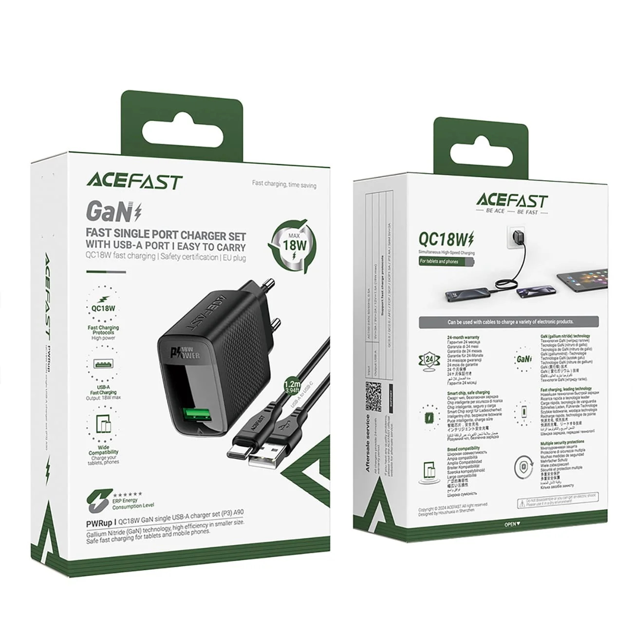 Acefast A90 USB-C Network Charger, 18W, 3A, 1 x USB-A, Black - Image 7
