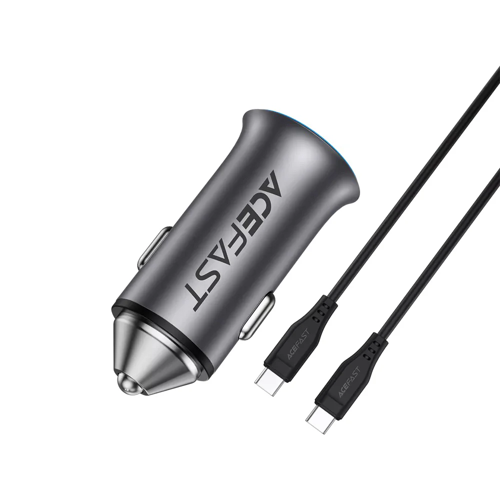 Acefast B16 Car Charger with USB-C Cable, 95W, 3.25A, 1 x USB-A - 1 x USB-C, Gray - Image 4