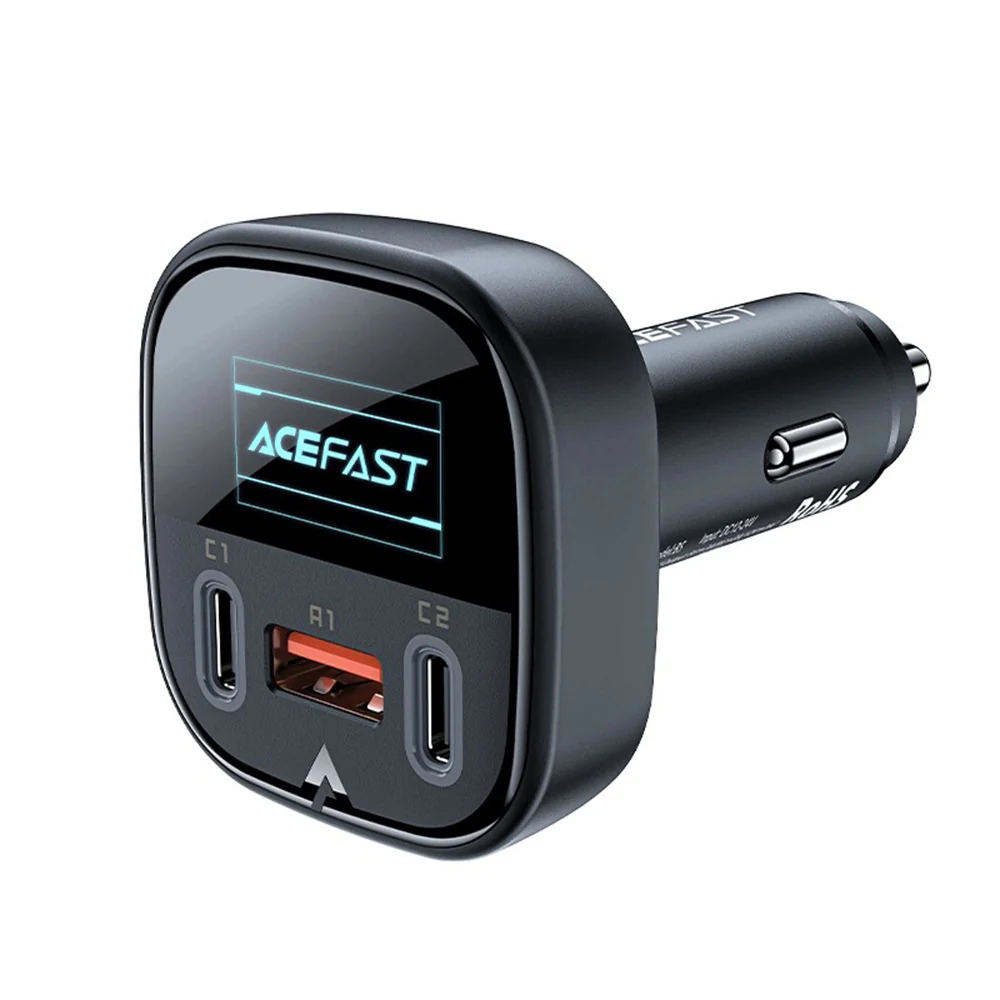 Acefast B5 Display Car Charger, 101W, 5A, 1 x USB-A - 2 x USB-C, Black - Image 2