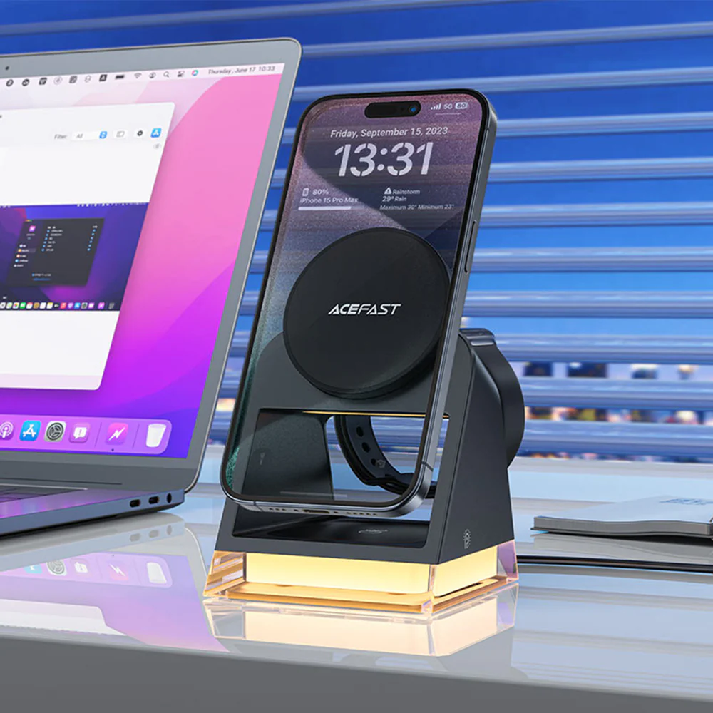 Acefast E17 3in1 Wireless Network Charger, 15W, 1.67A, Black - Image 5