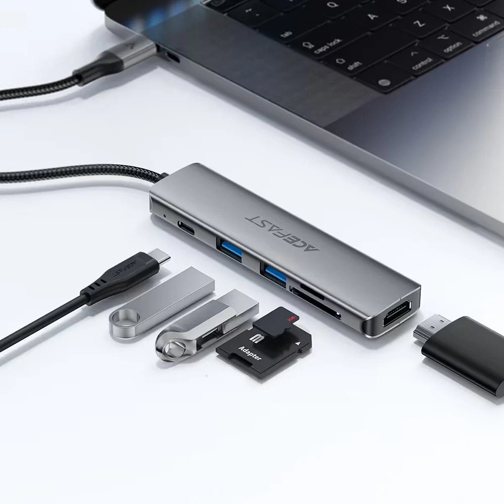 Acefast J18 USB-C Hub, 6-in-1, Gray - Image 4