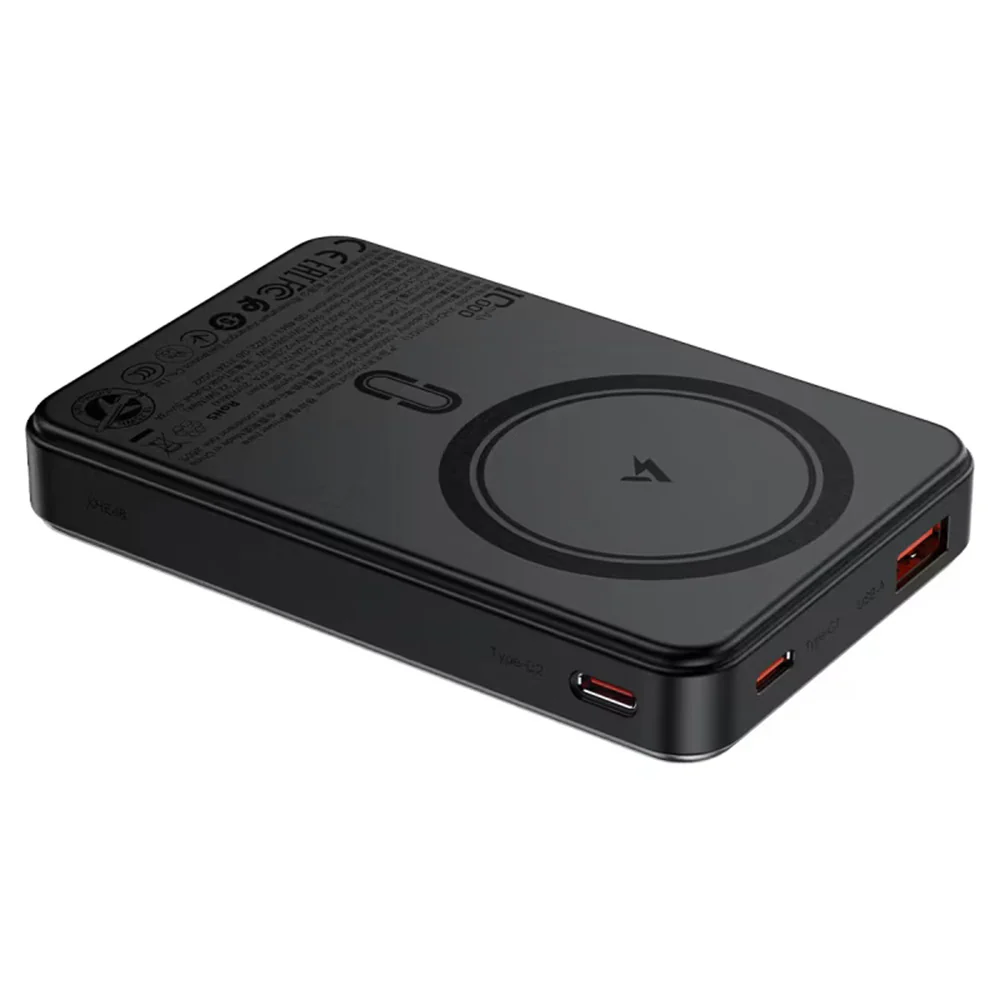 Acefast M31 Wireless External Battery, 10000mAh, 22.5W, QC + PD + FQI, 1 x QI - 1 x USB-A - 2 x USB-C, Black - Image 3