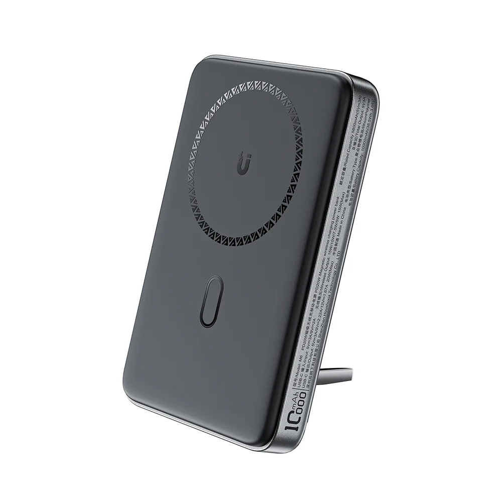 Acefast M6 Wireless External Battery, 10000mAh, 20W, PD + FQI, 1 x QI - 1 x USB-C, Black