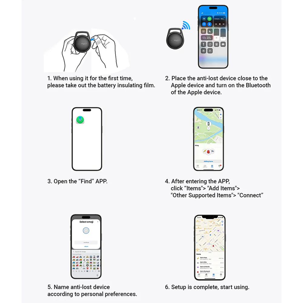 Acefast SmartTag S2 for iOS Series, Set of 4 Pieces, Black - Image 6