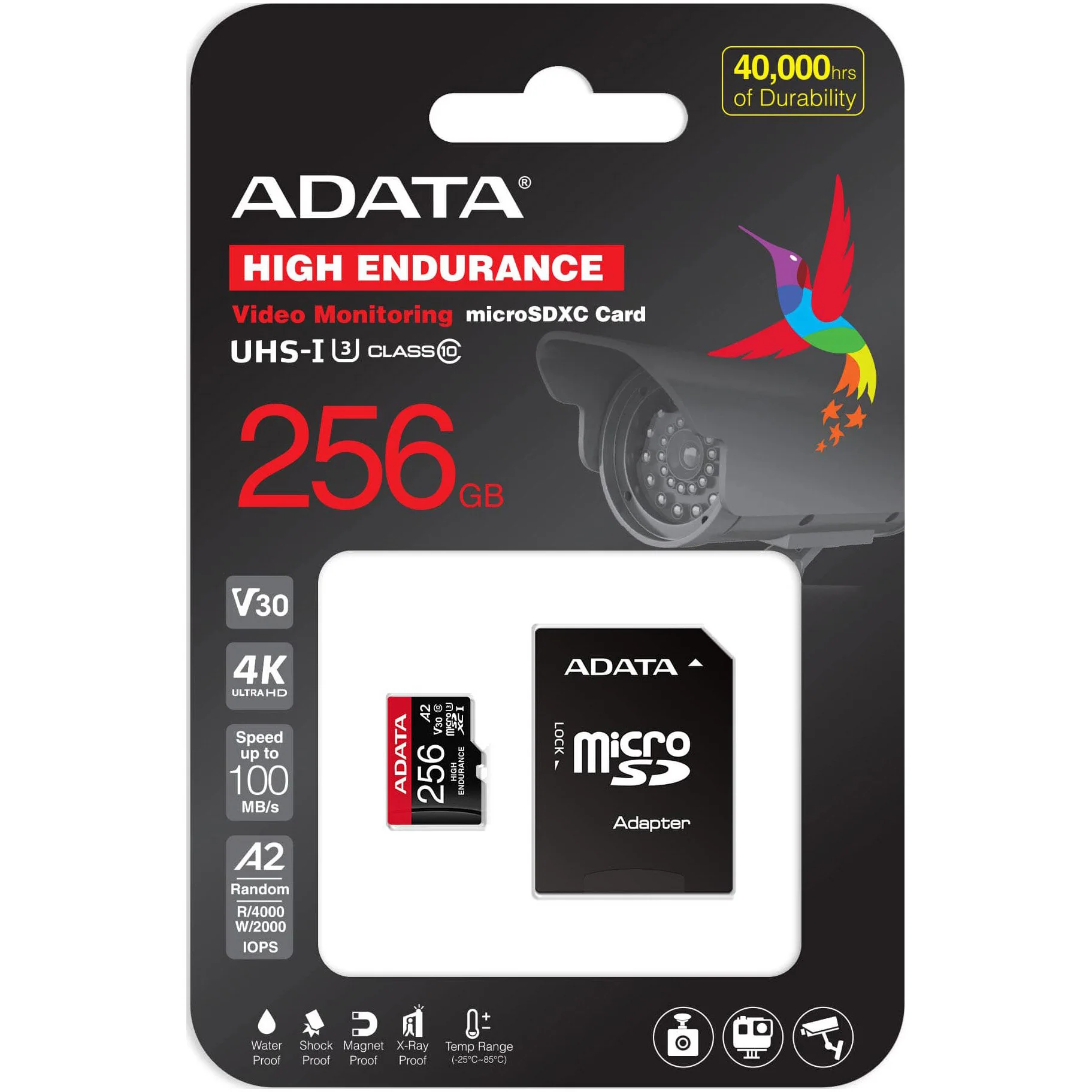 Adata High Endurance microSDXC Memory Card, 256Gb, Class 10 / UHS-1 U3, With Adapter AUSDX256GUI3V30SHA2-RA1 - Image 5