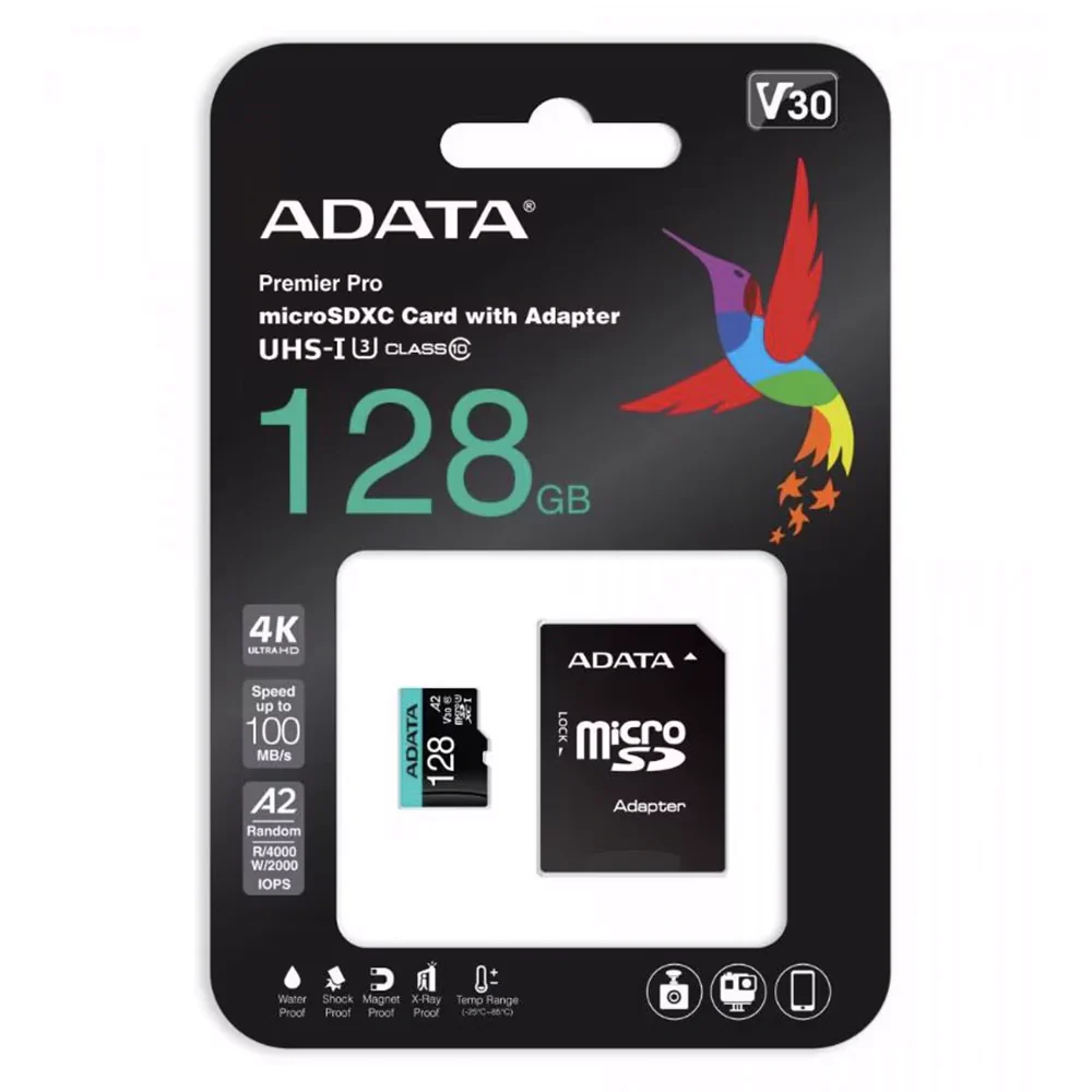 Adata Premier Pro microSDXC Memory Card, 128GB, Class 10 / UHS-1 U3, With Adapter AUSDX128GUI3V30SA2-RA1 - Image 4