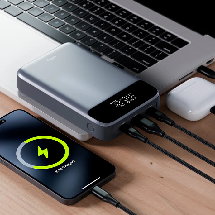Allity External Battery. APB-200 PocketPower, 19200mAh, 130W, QC + PD, 1 x USB-A - 2 x USB-C, Gray - Image 7