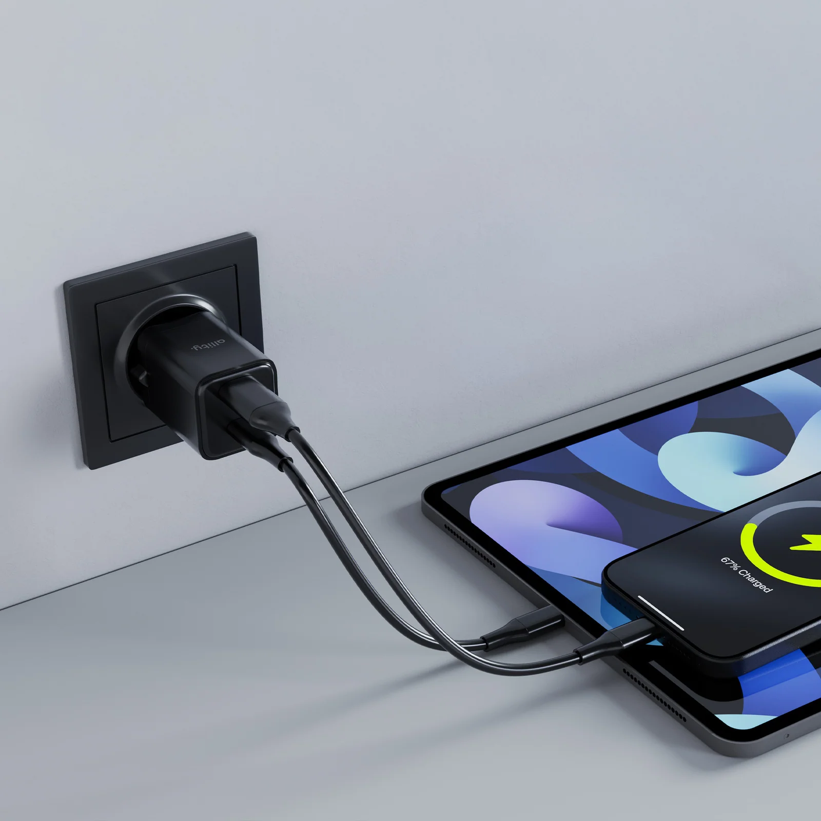 Allity Network Charger. ATC-01-30WAC Mini, 30W, 3A, 1 x USB-A - 1 x USB-C, Black - Image 5