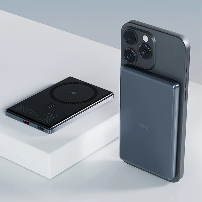 Allity Wireless External Battery. APB-300, 5000mAh, 20W, PD + QC, 1 x QI - 1 x USB-C, Gray - Image 7