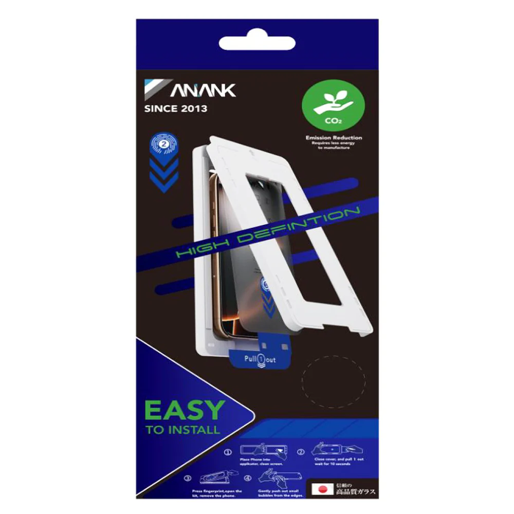 Anank 2X Reinforced Screen Protector for Apple iPhone 16, Tempered Glass, Full Glue, 2.5D, Black - Image 3