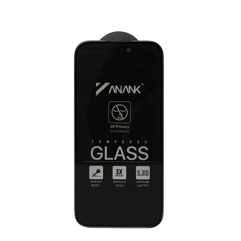 Anank 3X Reinforced Privacy Screen Protector for Apple iPhone 14 Pro Max, Tempered Glass, Full Glue, 2.5D - Image 3