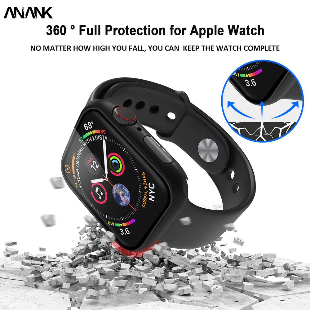 Anank Screen Guard Case for Apple Watch Series 7 45mm, Black - Image 12