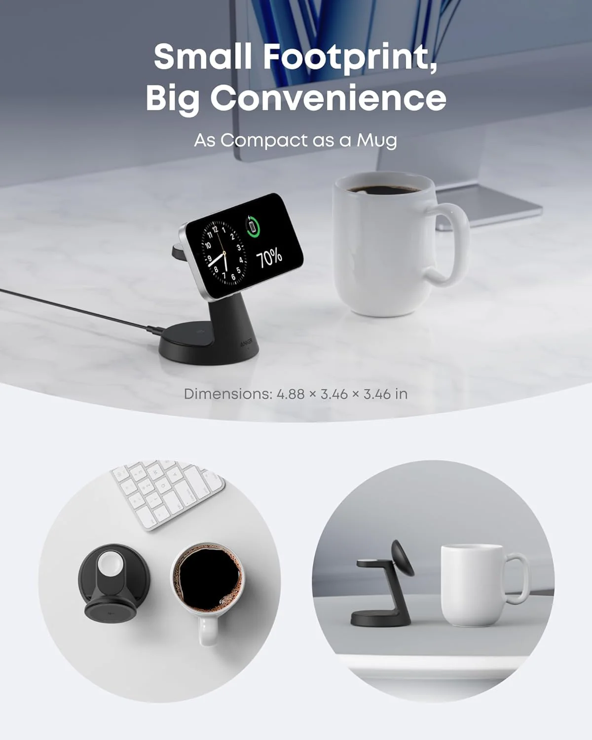Anker MagGo 3in1 Wireless Network Charger, 15W, 1.67A, Black B25M4G11 - Image 3