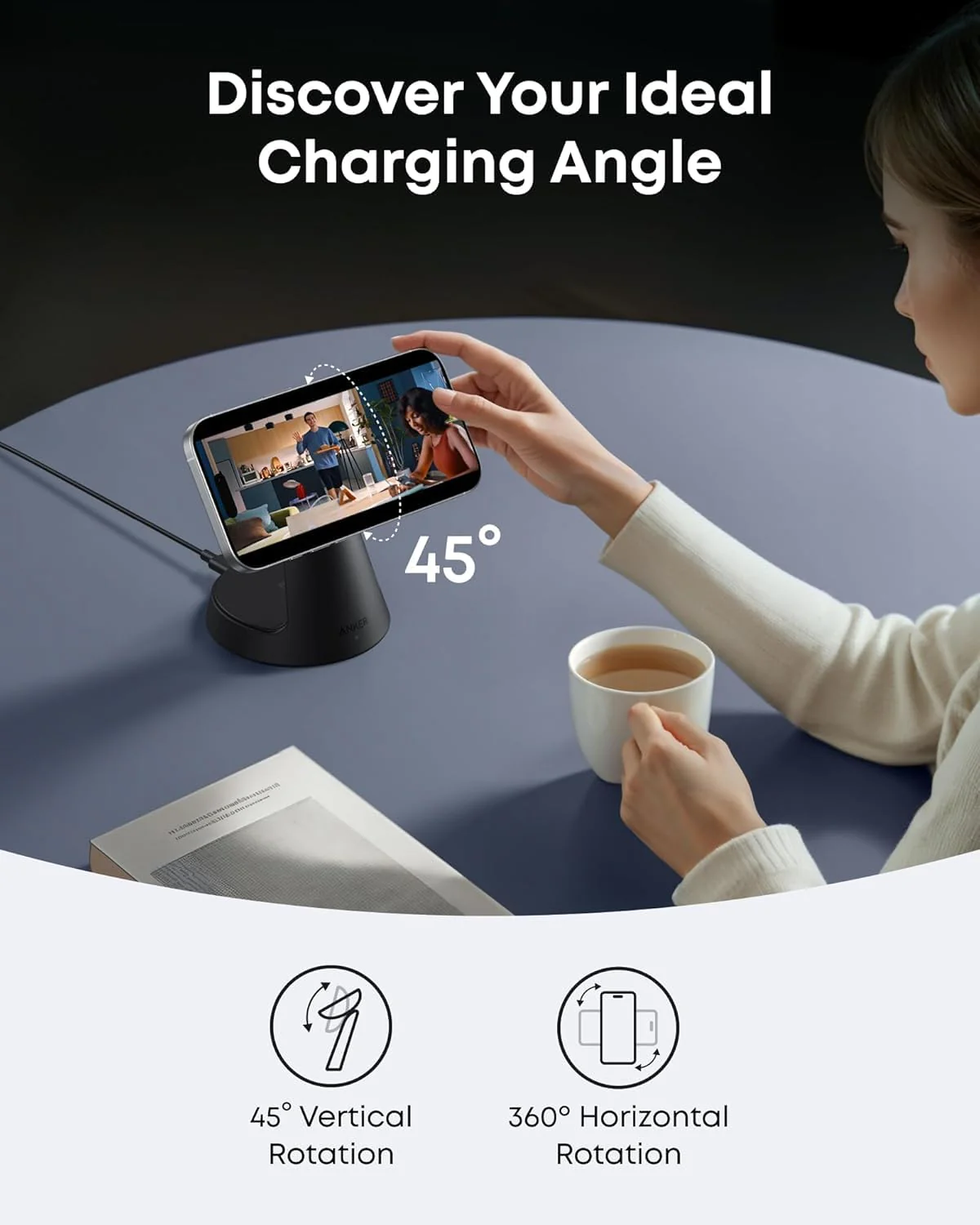 Anker MagGo 3in1 Wireless Network Charger, 15W, 1.67A, Black B25M4G11 - Image 5