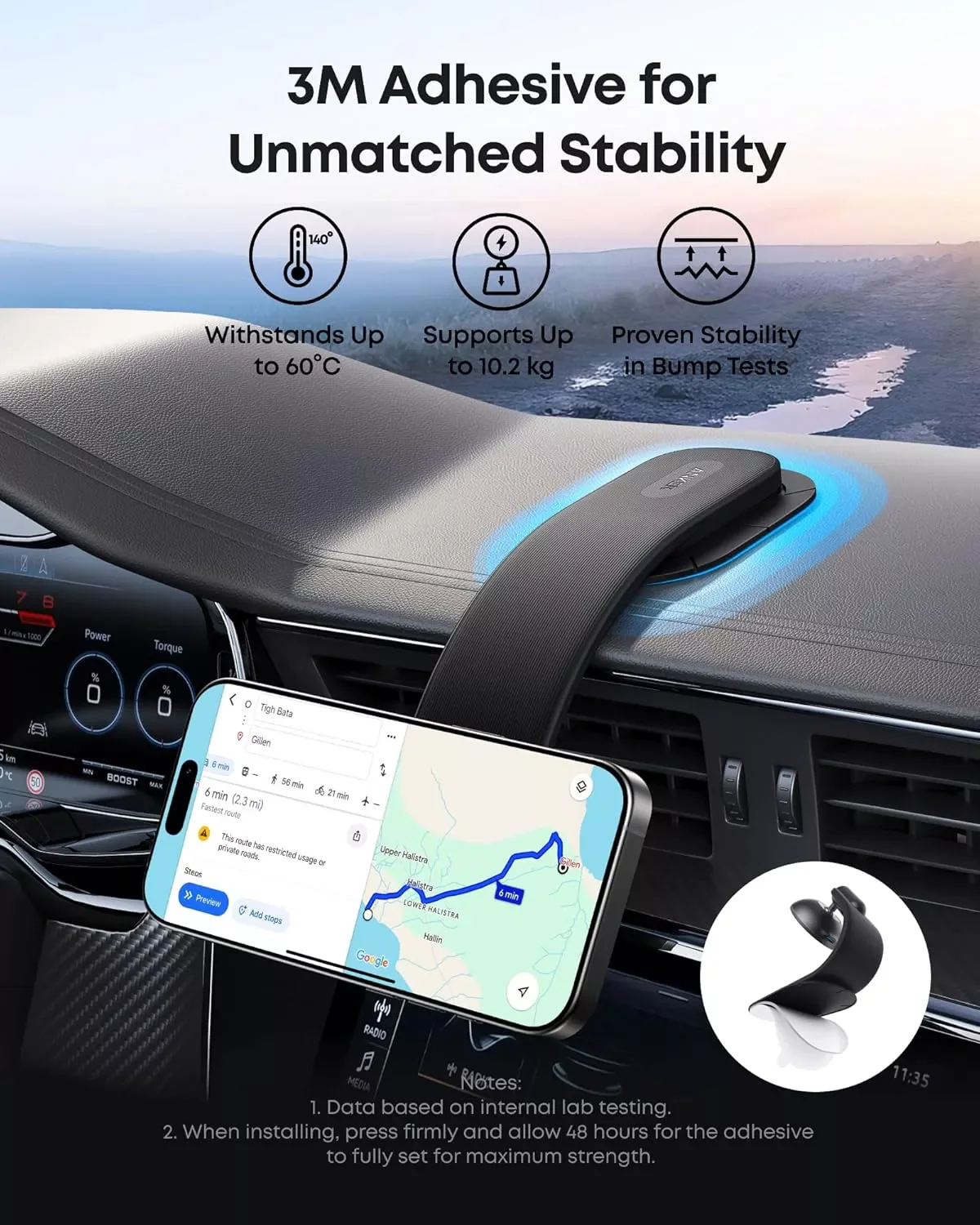 Anker Nano Wireless Car Charger, 15W, 1.67A, Black B2216H11 - Image 4