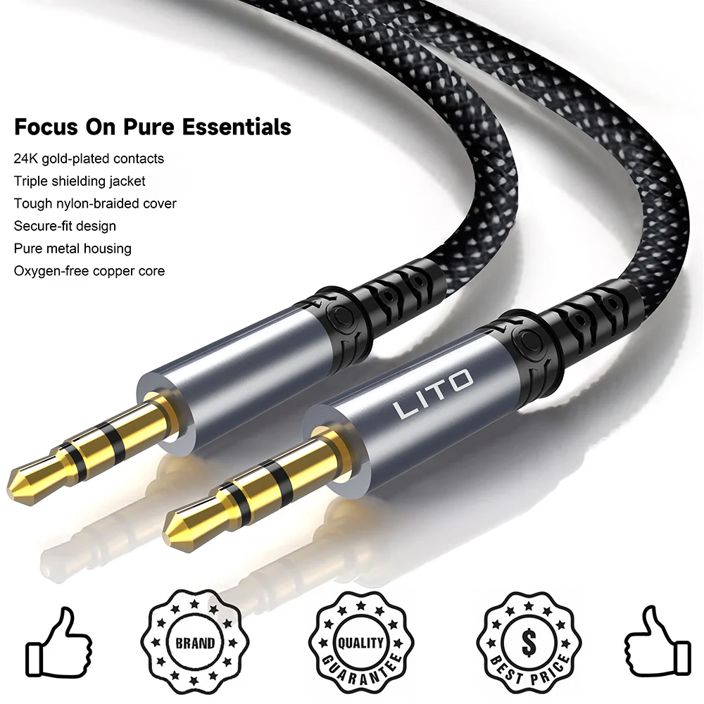 Audio Cable 3.5mm - 3.5mm Lito LA01D, 1m, Black - Image 4