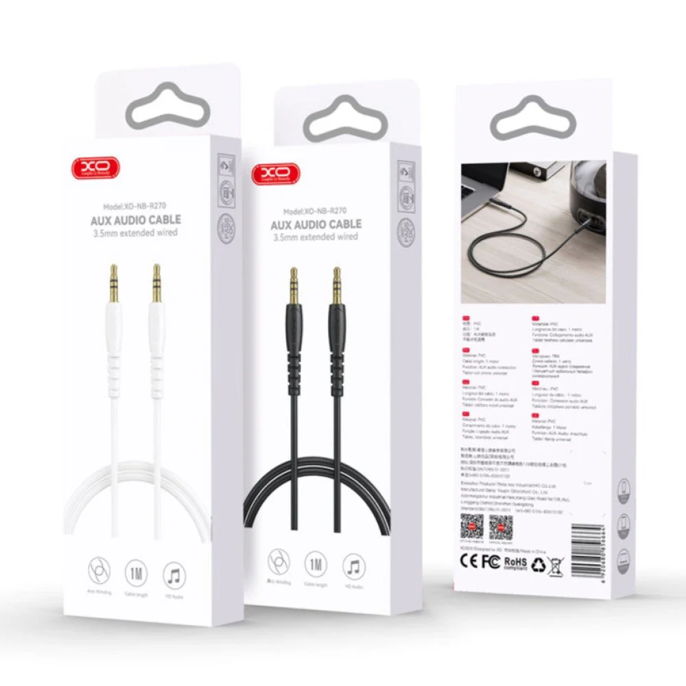 Audio Cable 3.5mm - 3.5mm XO Design NB-R270, 1m, White - Image 6