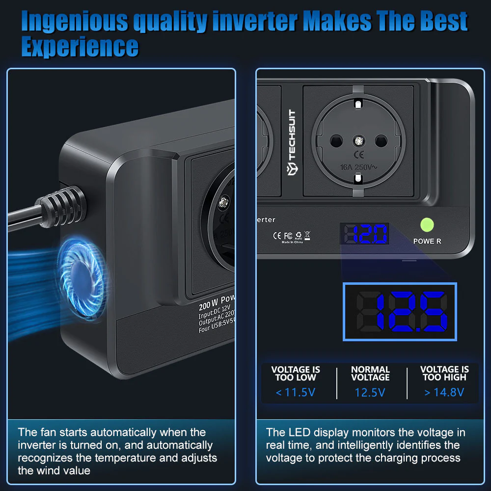 Auto Electric Inverter Techsuit PowerDriveX, 200W - Image 2