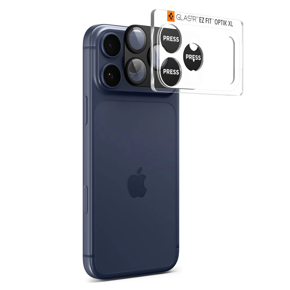 Back Camera Protection Film Spigen GlastR EZ FIT Optik Pro XL for Apple iPhone 17 Pro, Tempered Glass, Black AGL10644 - Image 3