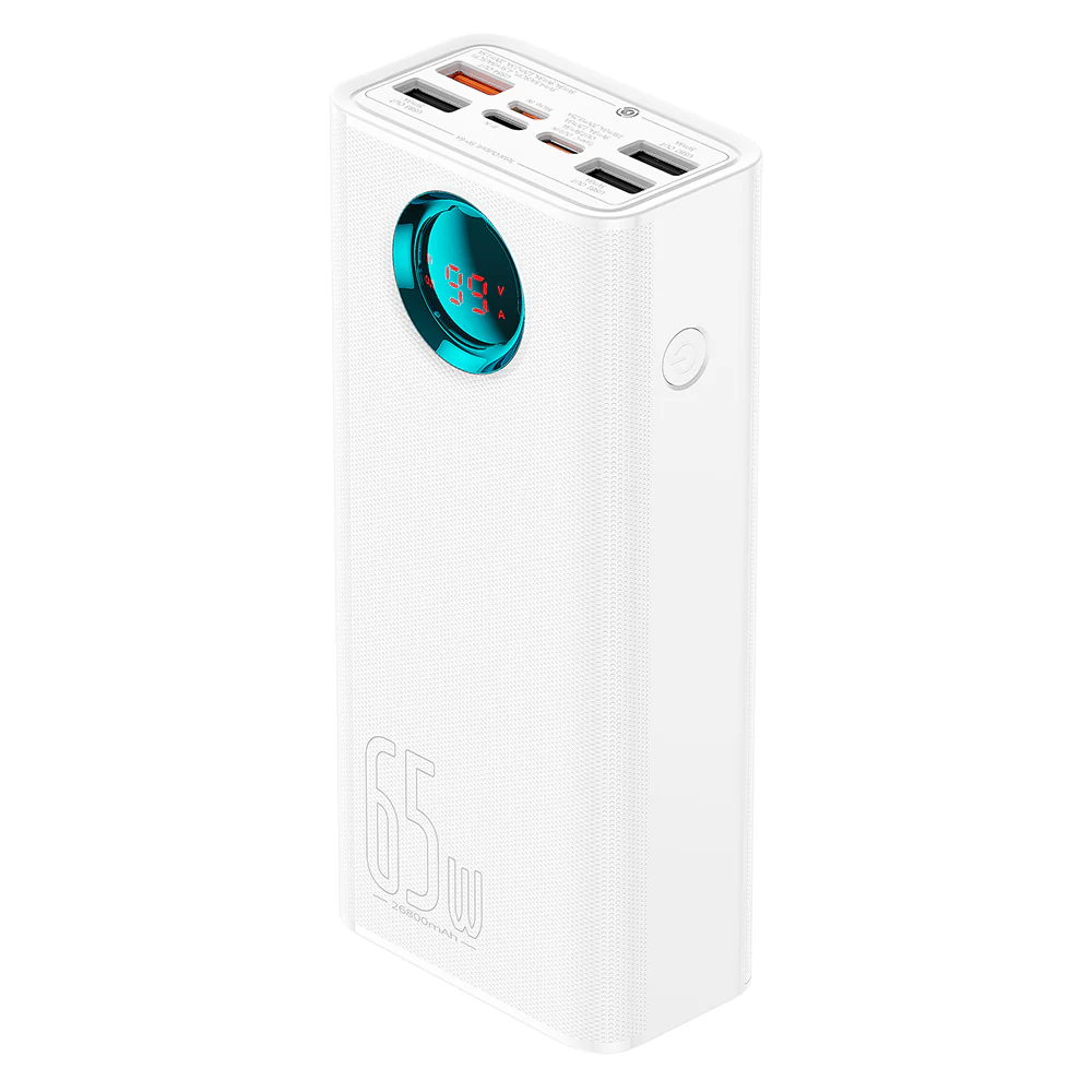 Baseus Amblight External Battery with Digital Display, 26800mAh, 65W, QC + PD, 1 x USB-C - 4 x USB-A, White P10022402223-00 - Image 3