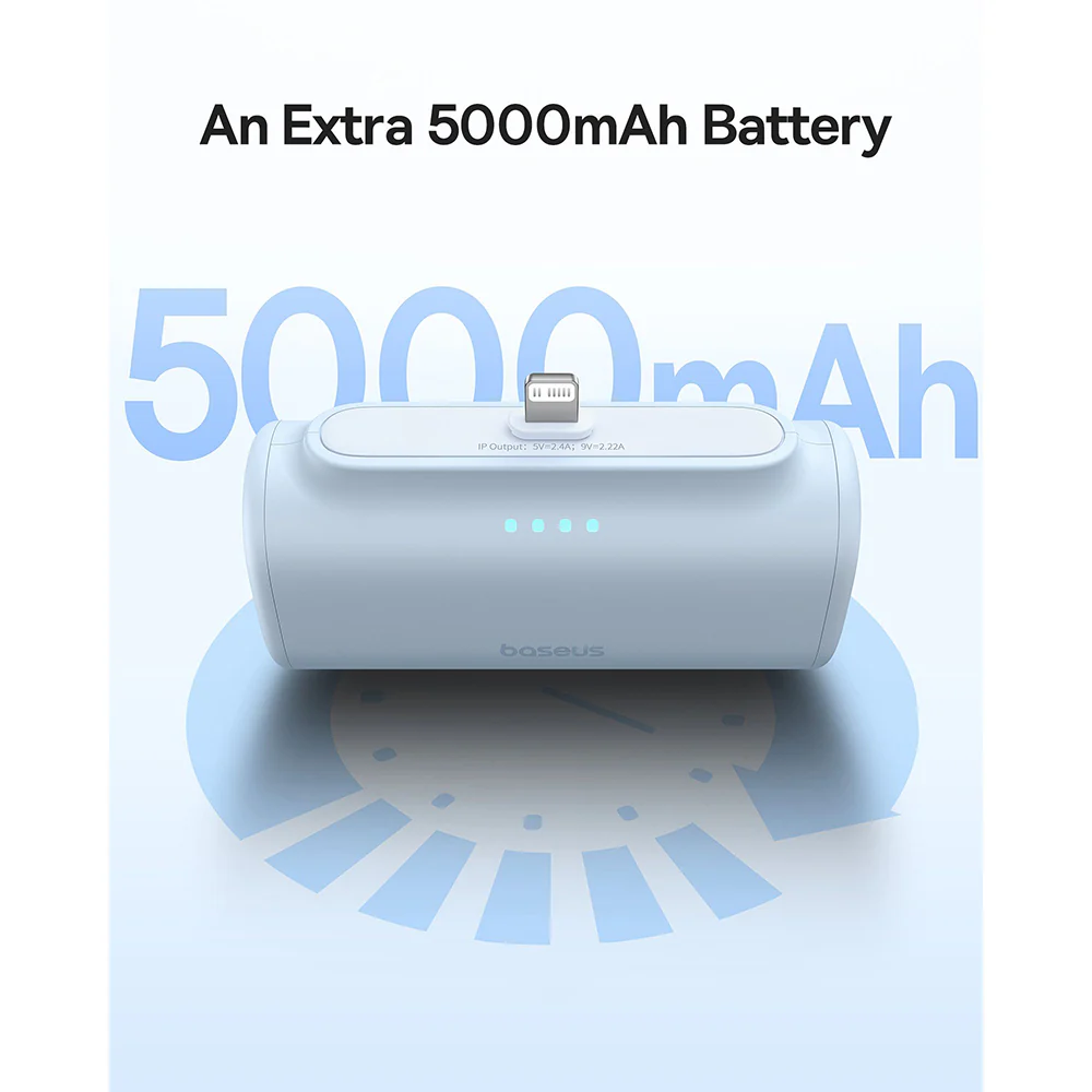 Baseus Compact External Battery, 5000mAh, 20W, PD, 1 x Lightning - 1 x USB-C, Blue P10068307313-00 - Image 5
