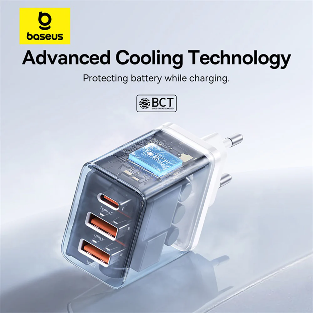 Baseus Cube Network Charger, 30W, 3A, 2 x USB-A - 1 x USB-C, White P10111402213-00 - Image 10