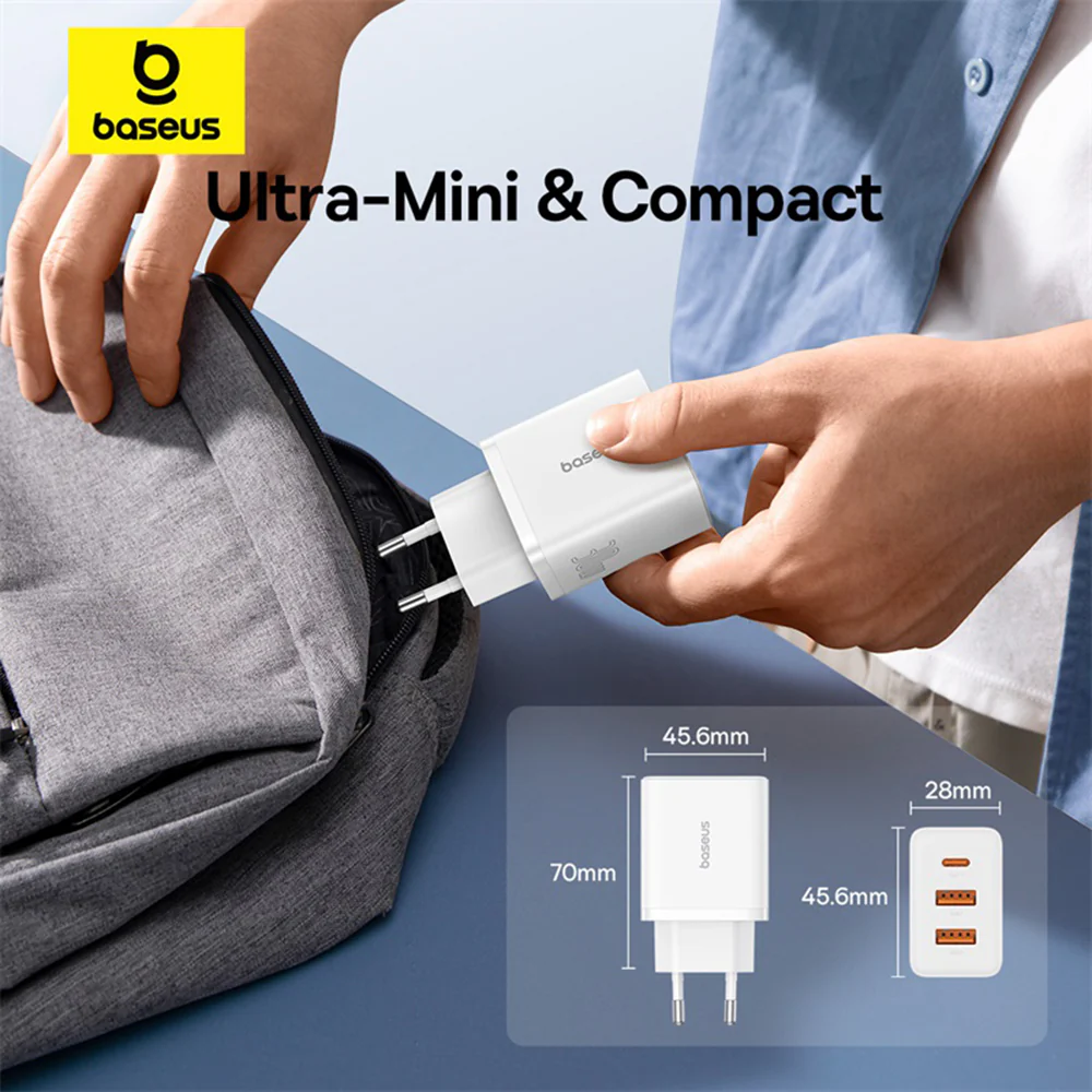 Baseus Cube Network Charger, 30W, 3A, 2 x USB-A - 1 x USB-C, White P10111402213-00 - Image 8