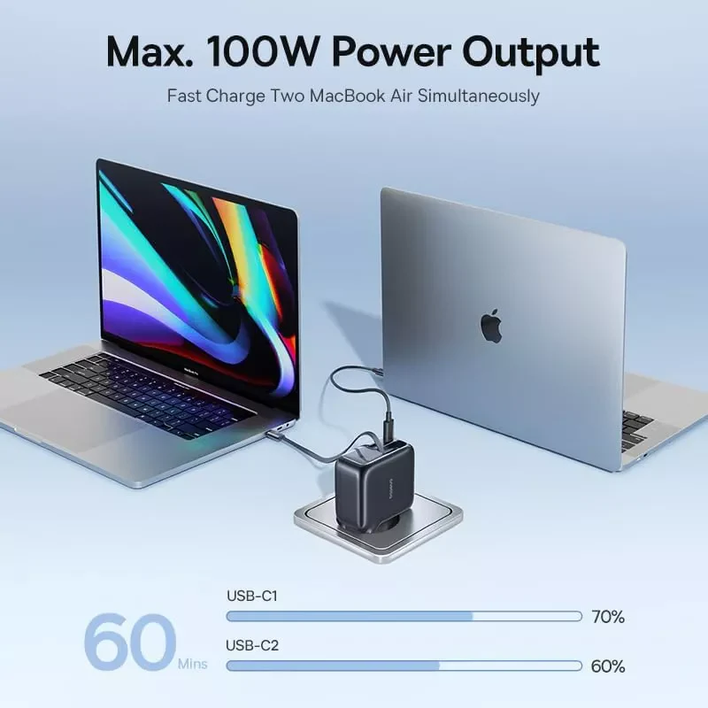 Baseus EnerCore CJ11 Network Charger with USB-C Cable, 100W, 1 x USB-A - 2 x USB-C, Black E0120M00 - Image 5