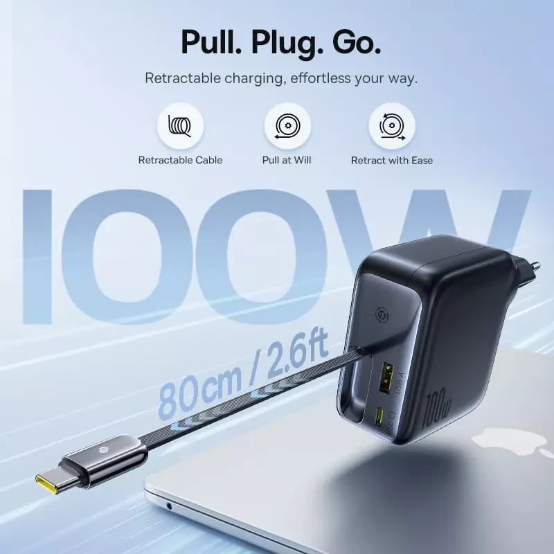 Baseus EnerCore CJ11 Network Charger with USB-C Cable, 100W, 1 x USB-A - 2 x USB-C, Black E0120M00 - Image 7