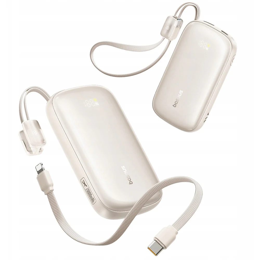Baseus EnerFill FC21 Qpow 3 Ultra External Battery, 10000mAh, 45W, QC + PD, 1 x USB-A - 1 x USB-C, Beige E0027Q01 - Image 3