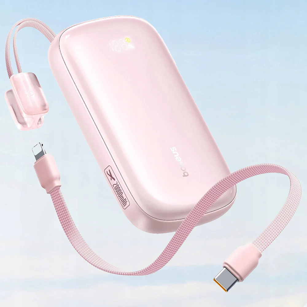 Baseus EnerFill FC21 Qpow 3 Ultra External Battery, 20000mAh, 22.5W, QC + PD, 1 x USB-A - 1 x USB-C, Pink E0027M02 - Image 4