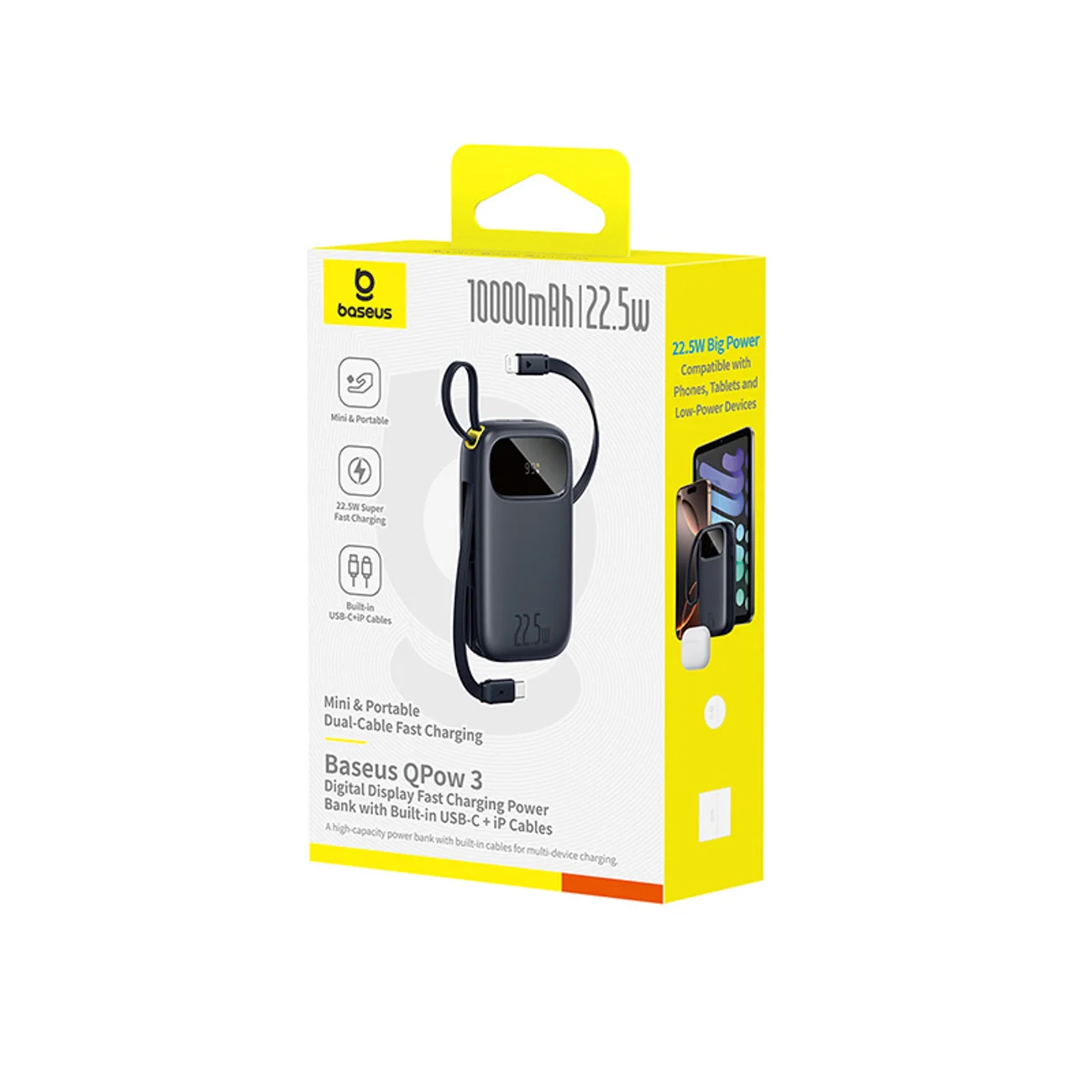 Baseus EnerFill FC31 External Battery, 10000mAh, 22.5W, QC + PD, 1 x Lightning - 1 x USB-A - 2 x USB-C, Black P10082106123-00 - Image 4