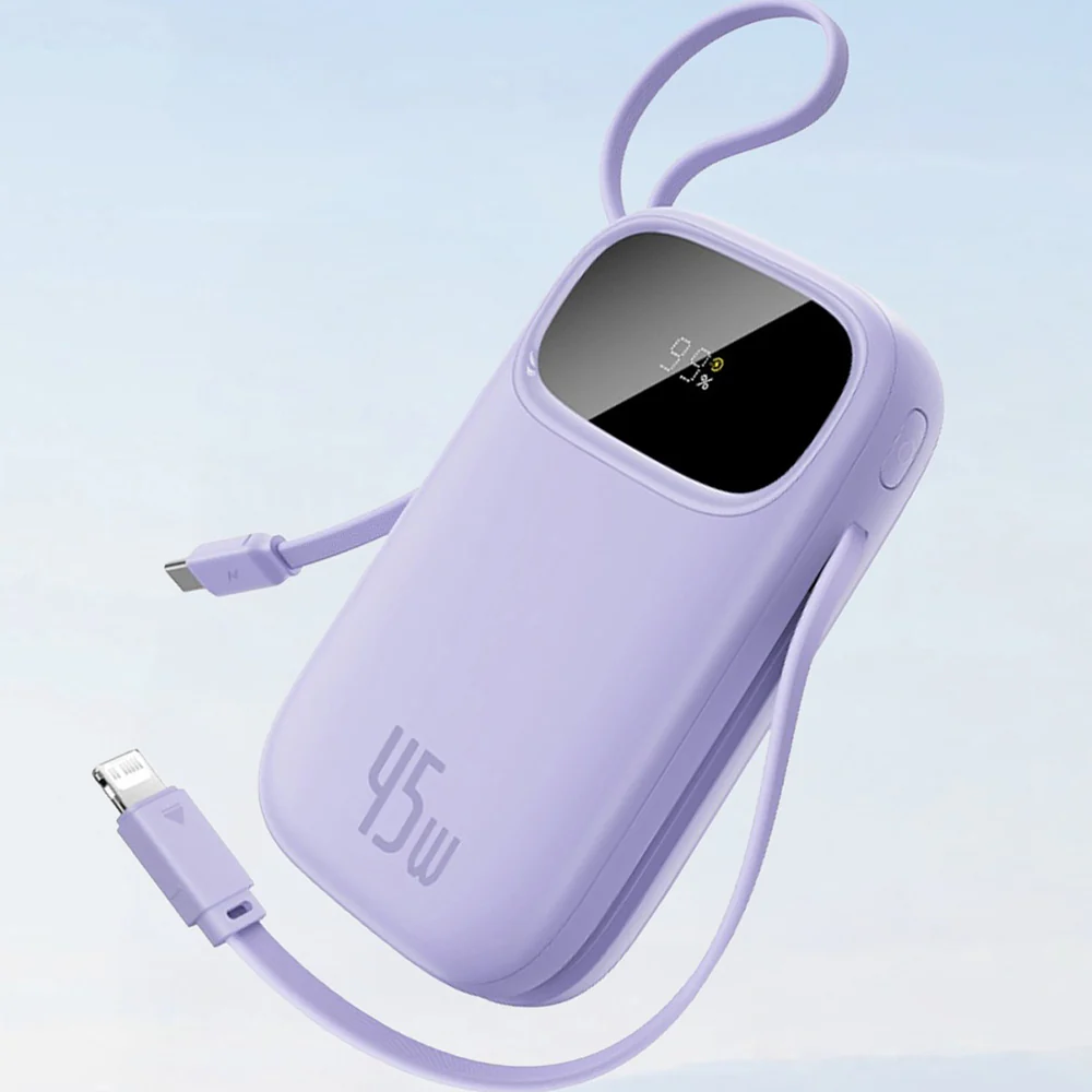 Baseus EnerFill FC31 Qpow 3 External Battery, 10000mAh, 45W, QC + PD, 1 x Lightning - 1 x USB-A - 2 x USB-C, Purple E0028C02 - Image 2