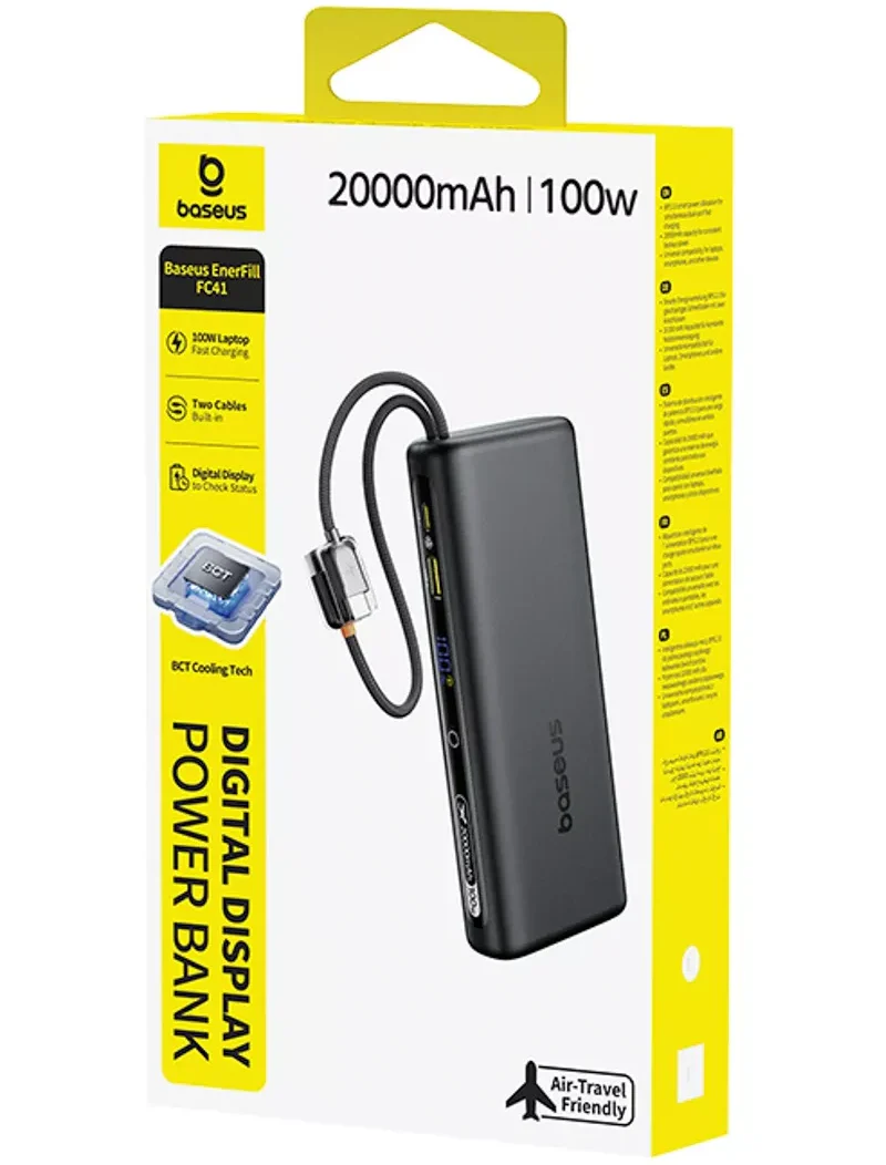 Baseus EnerFill FC41 External Battery, 20000mAh, 100W, QC + PD, 1 x USB-A - 3 x USB-C, Black E0028N03 - Image 11