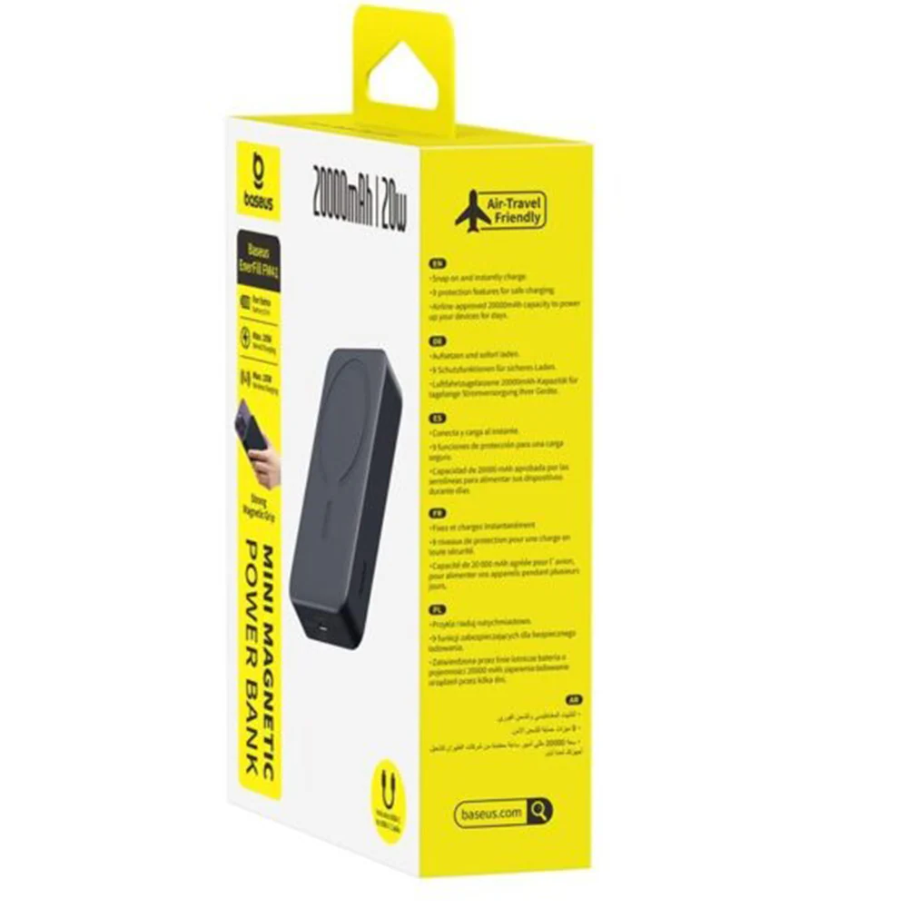 Baseus EnerFill FM41 Wireless External Battery, 20000mAh, 20W, PD - FQI, 1 x QI - 1 x USB-C, Black E0027U00 - Image 6