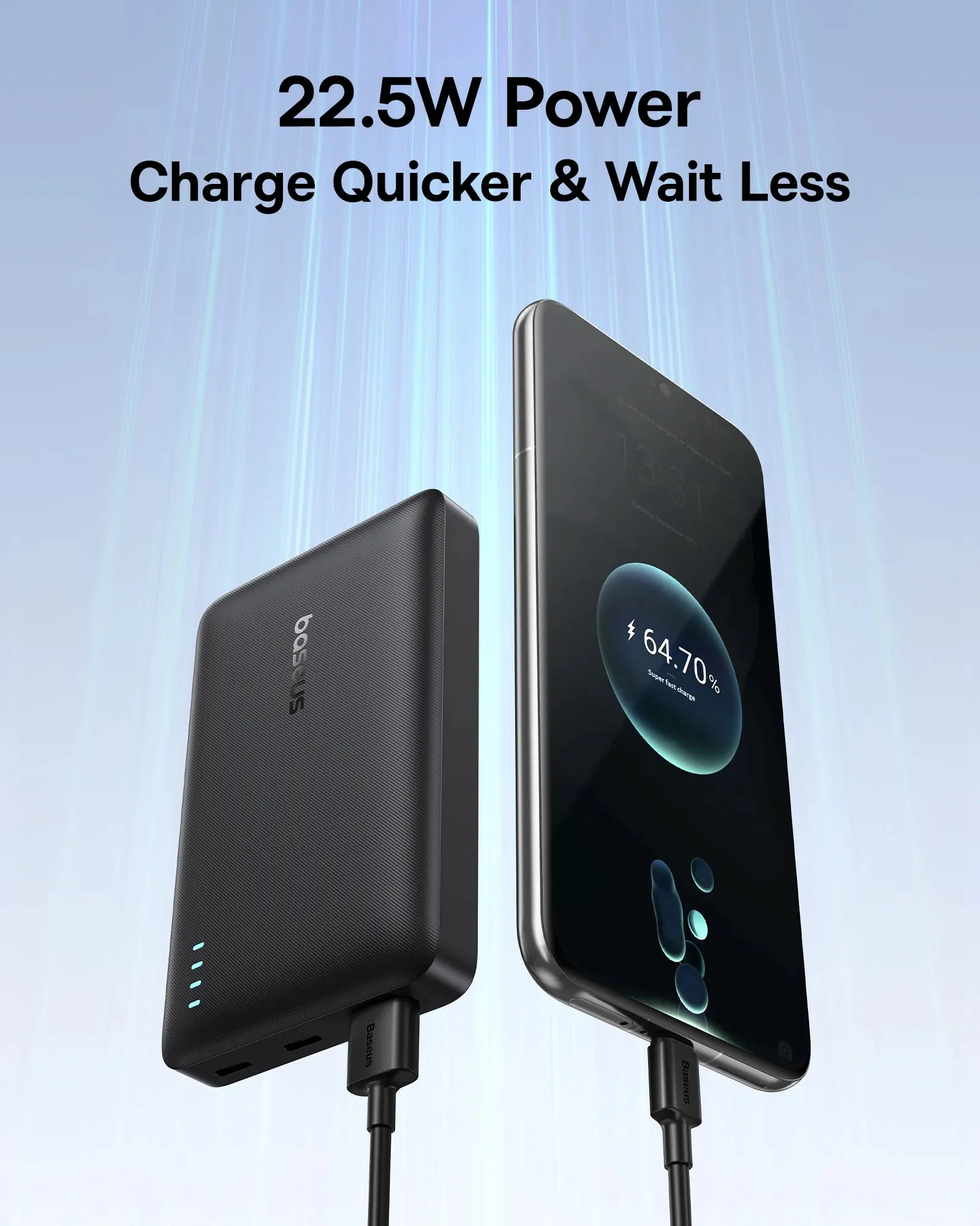 Baseus EnerFill FP21 External Battery, 10000mAh, 22.5W, QC + PD, 1 x USB-A - 2 x USB-C, Black P1008210D123-00 - Image 8